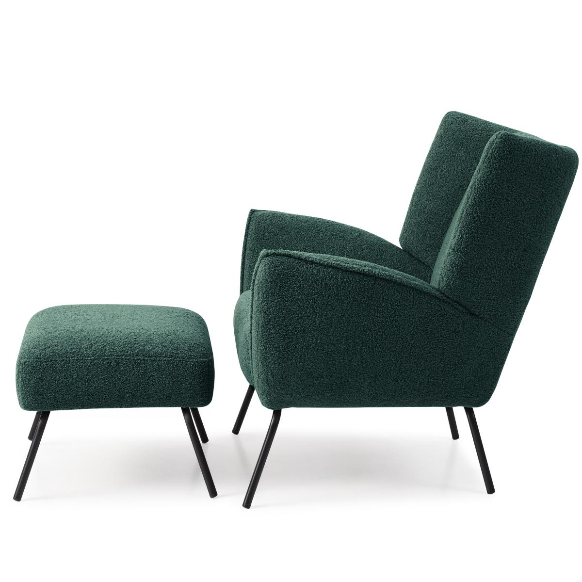 Hana Sherpa Chair with Footstool Forest (Green) – image 3