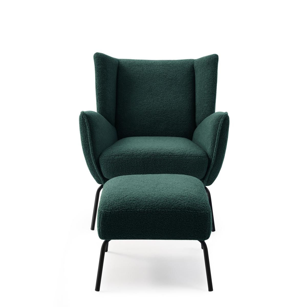 Hana Sherpa Chair with Footstool Forest (Green) – image 4