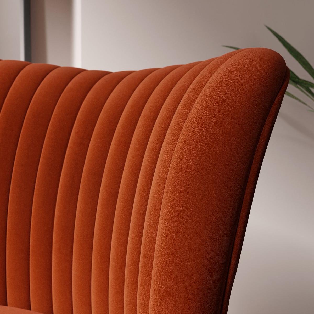 Camille Velvet Cocktail Chair Orange Umber – image 2
