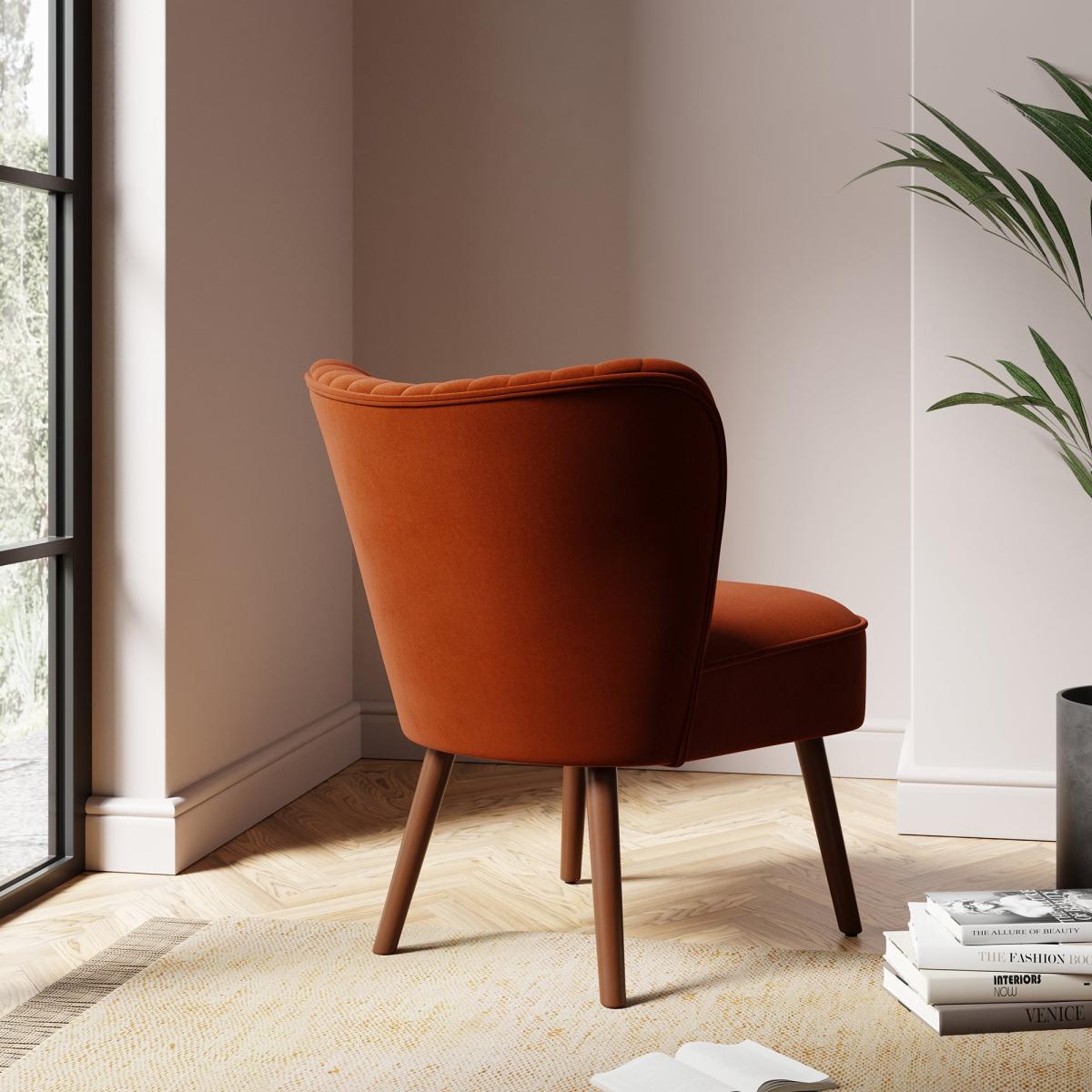 Camille Velvet Cocktail Chair Orange Umber – image 5