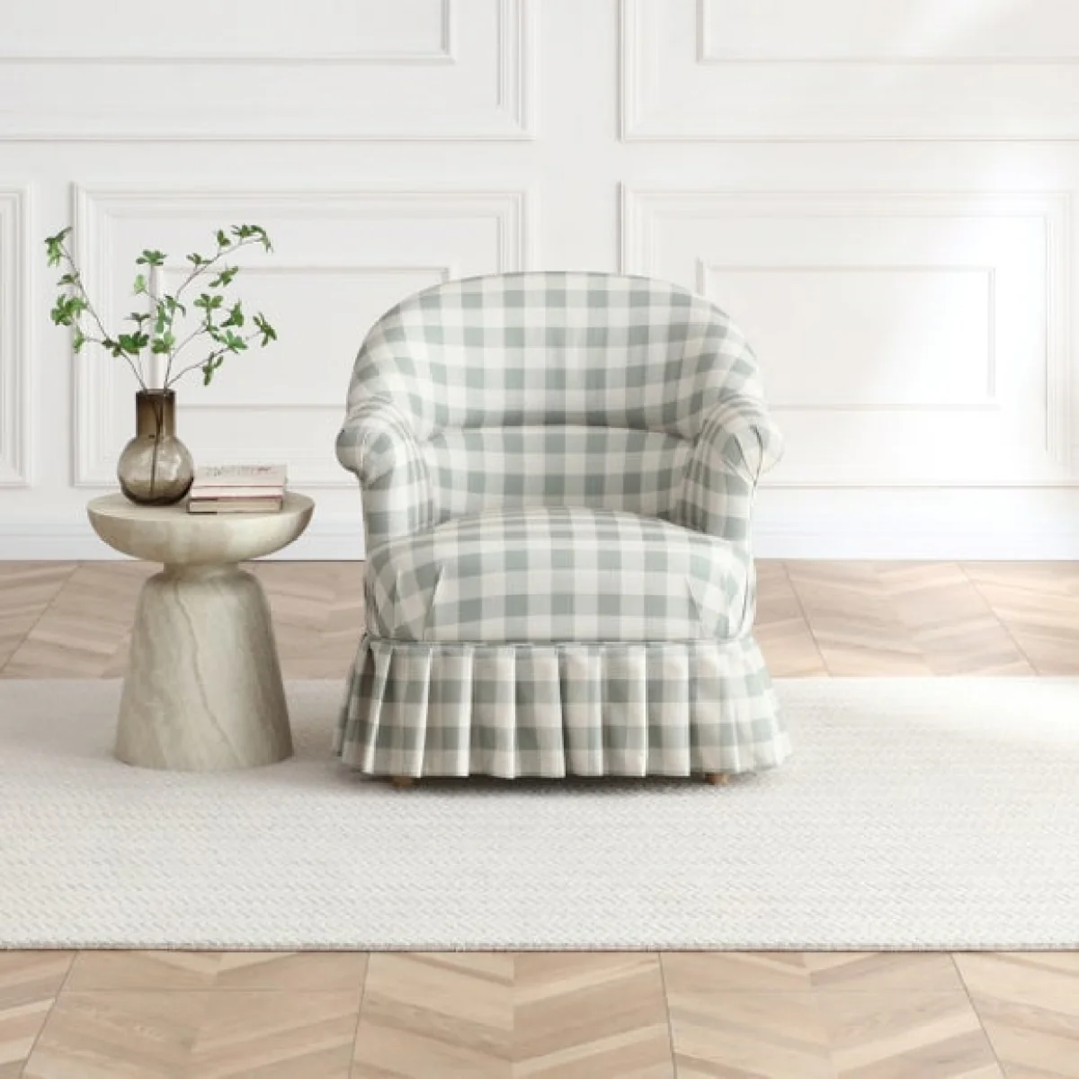 Goldie Frill Gingham Check Print Accent Chair – image 2