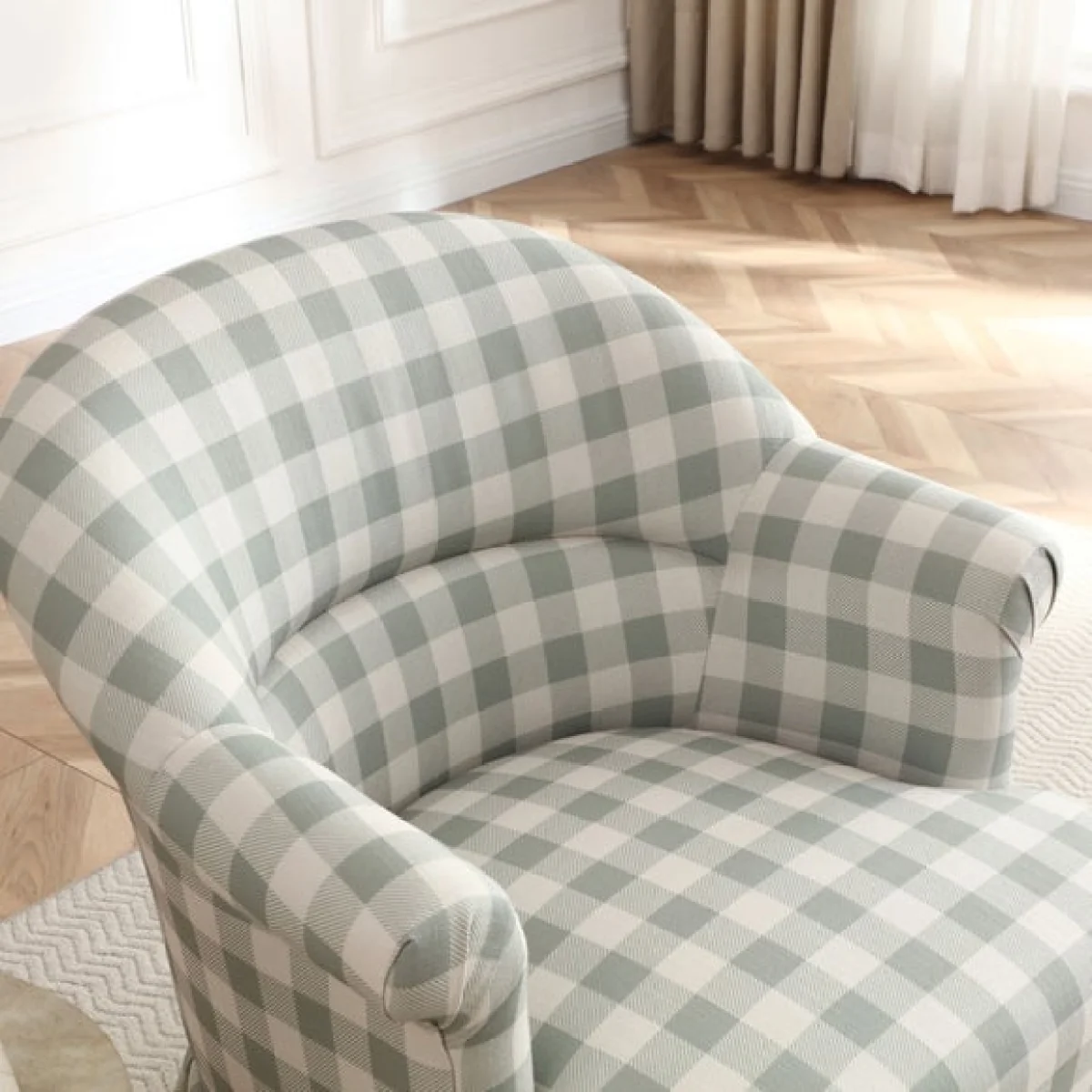 Goldie Frill Gingham Check Print Accent Chair – image 3
