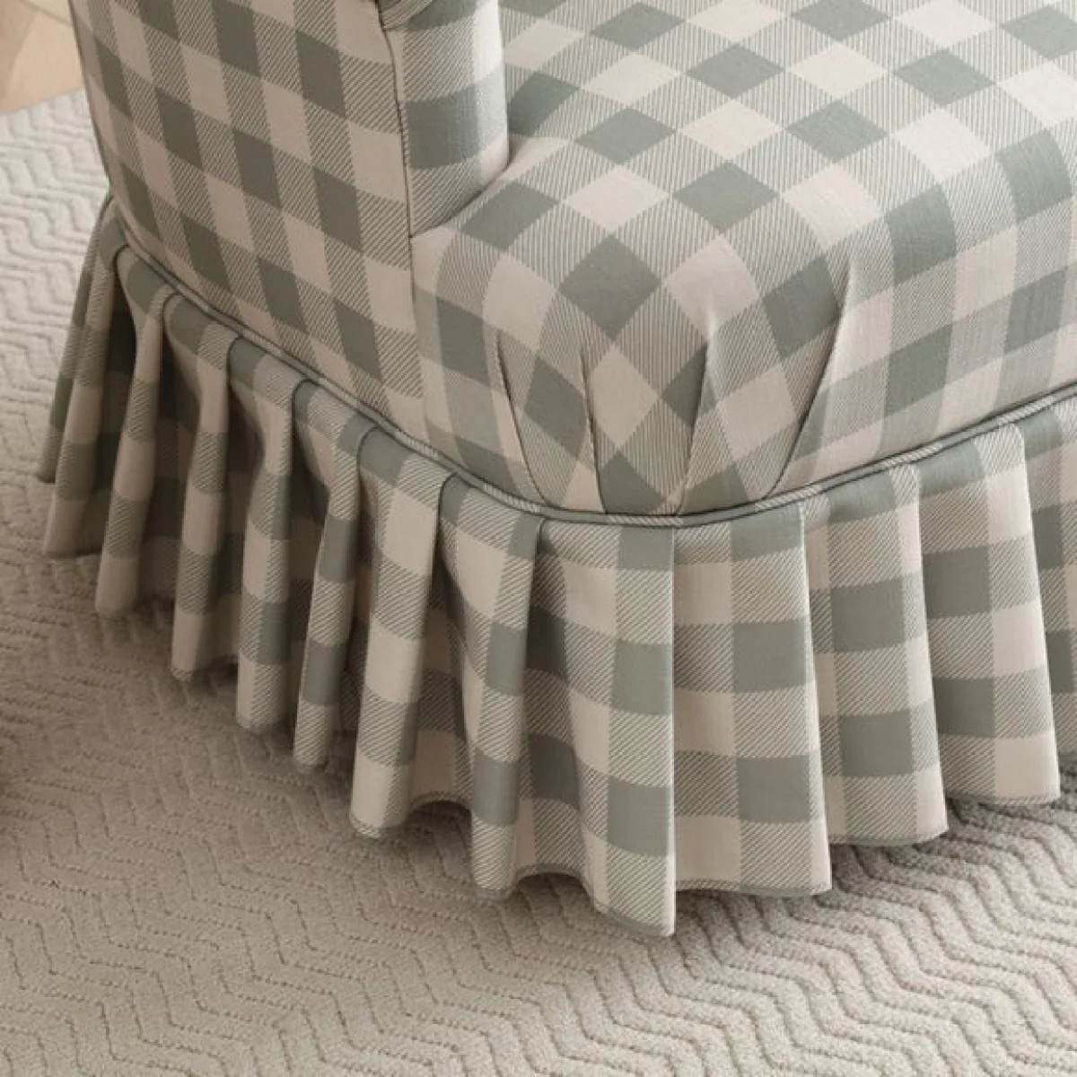 Goldie Frill Gingham Check Print Accent Chair – image 5