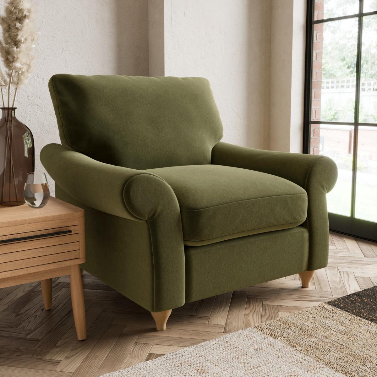 Salisbury Luxury Velvet Armchair Luxury Velvet Olive – image 1