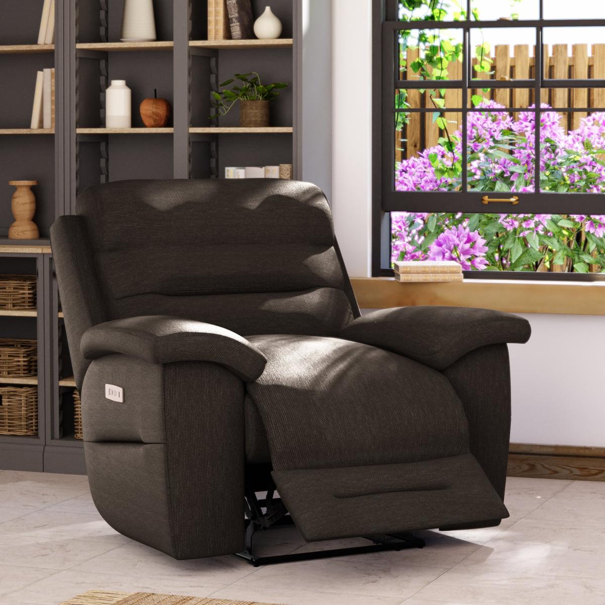 Lulworth Power Recliner Armchair Honeycomb Chenille Coco – image 2