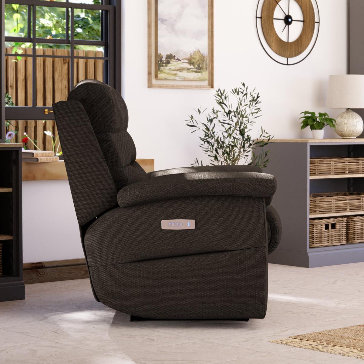 Lulworth Power Recliner Armchair Honeycomb Chenille Coco – image 4