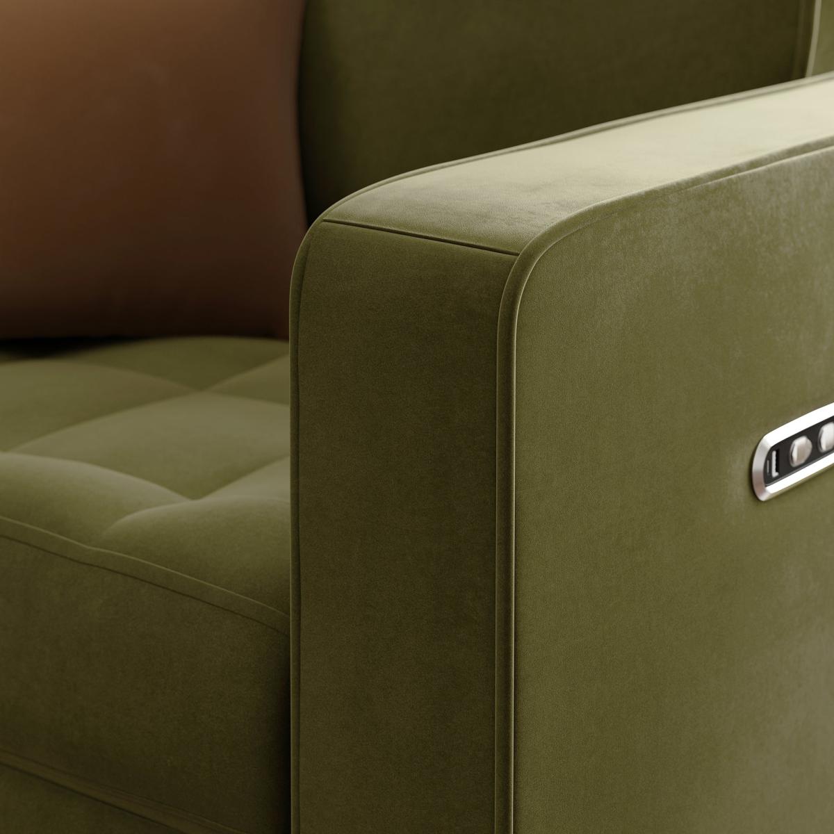 Zoe Velvet Power Recliner Armchair, Olive Olive – image 4