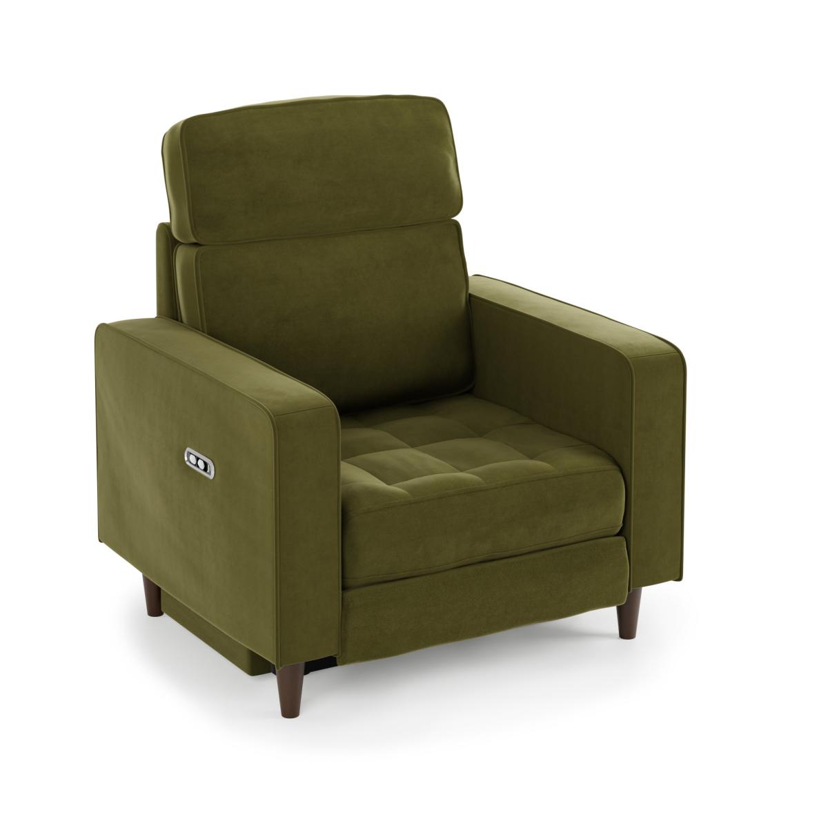 Zoe Velvet Power Recliner Armchair, Olive Olive – image 7