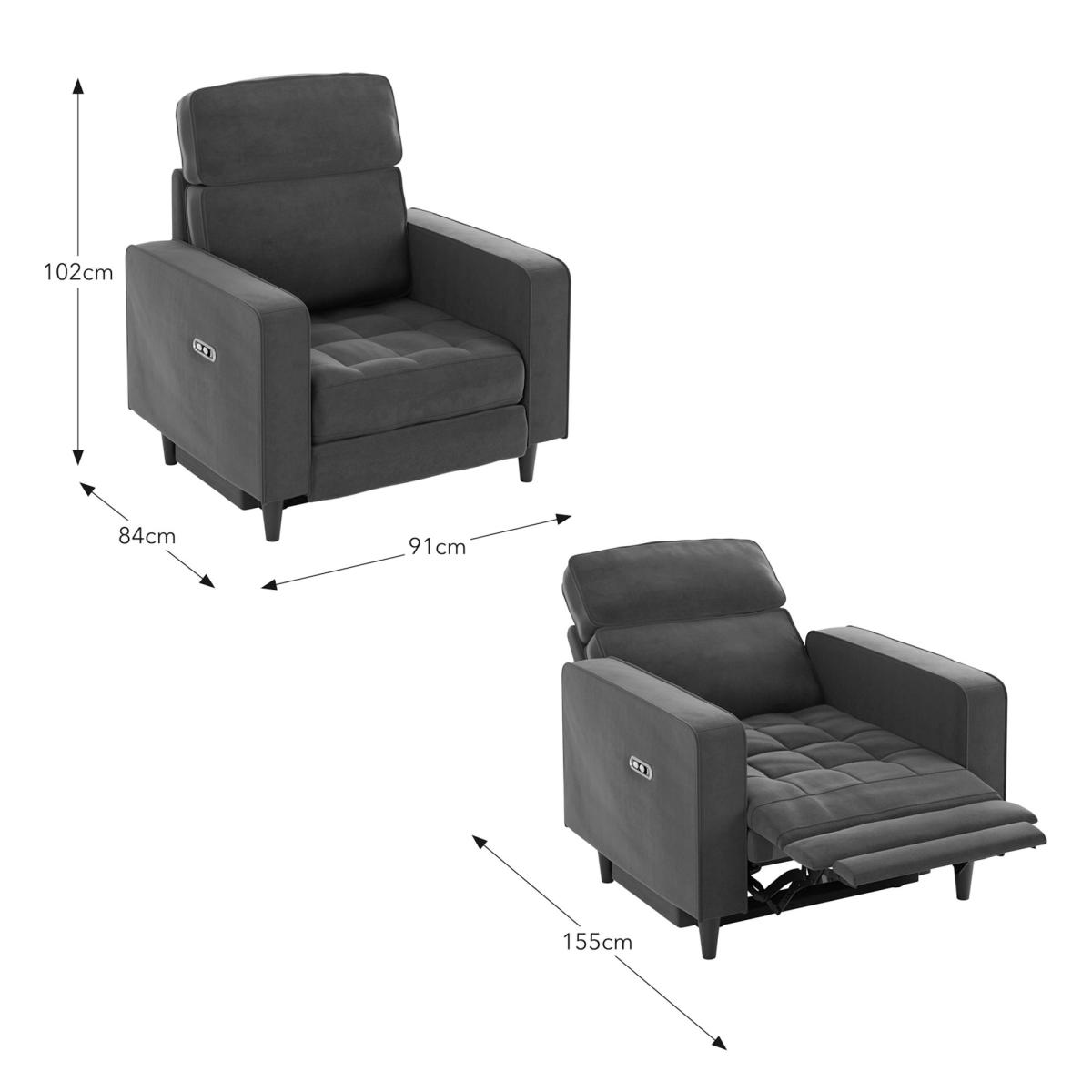 Zoe Velvet Power Recliner Armchair, Olive Olive – image 10