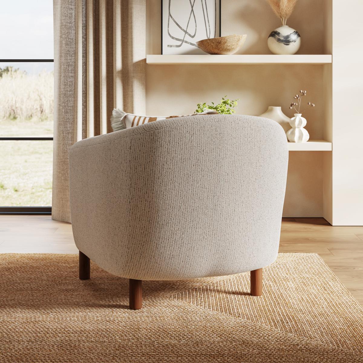 Polly Boucle Fleck Wooden Arm Tub Chair – image 2