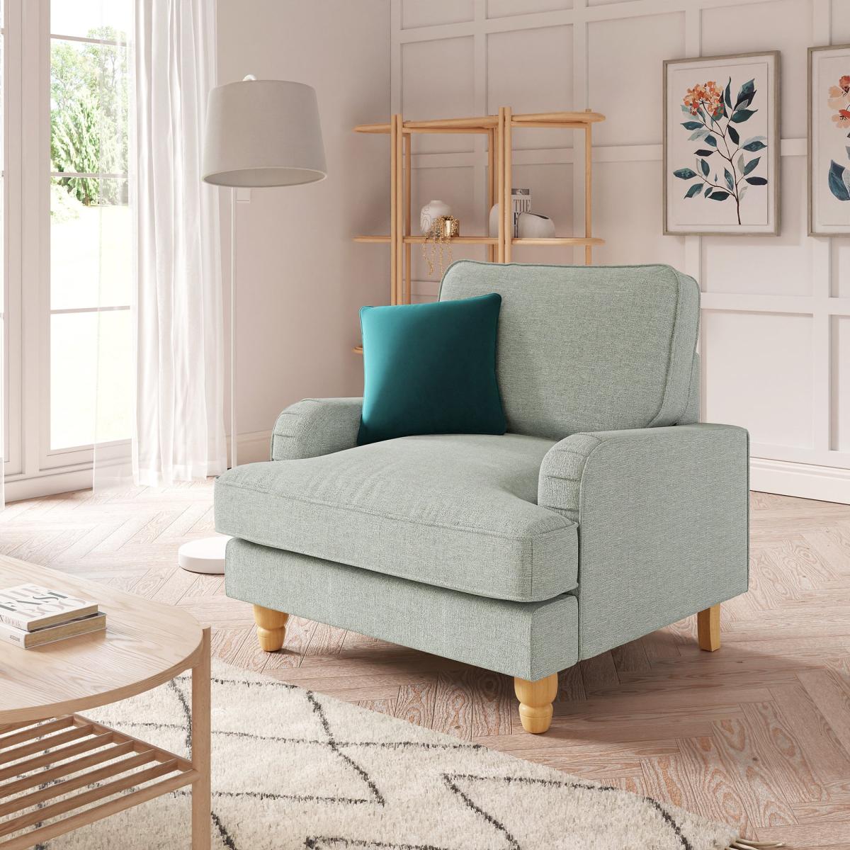 Beatrice Tonal Textured Weave Armchair Tonal Textured Weave Duck Egg – image 1