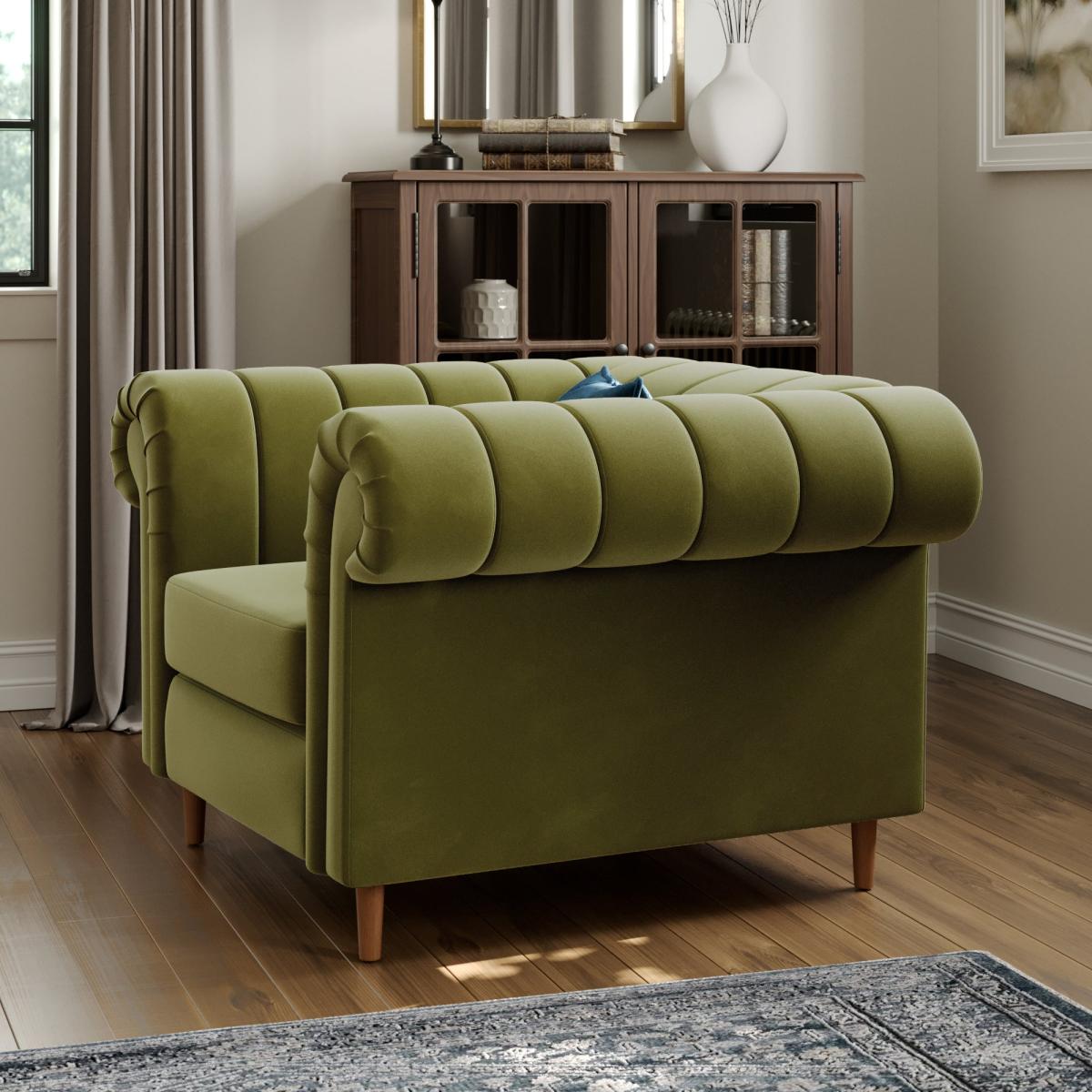 Chesterfield Velvet Chair Olive – image 3