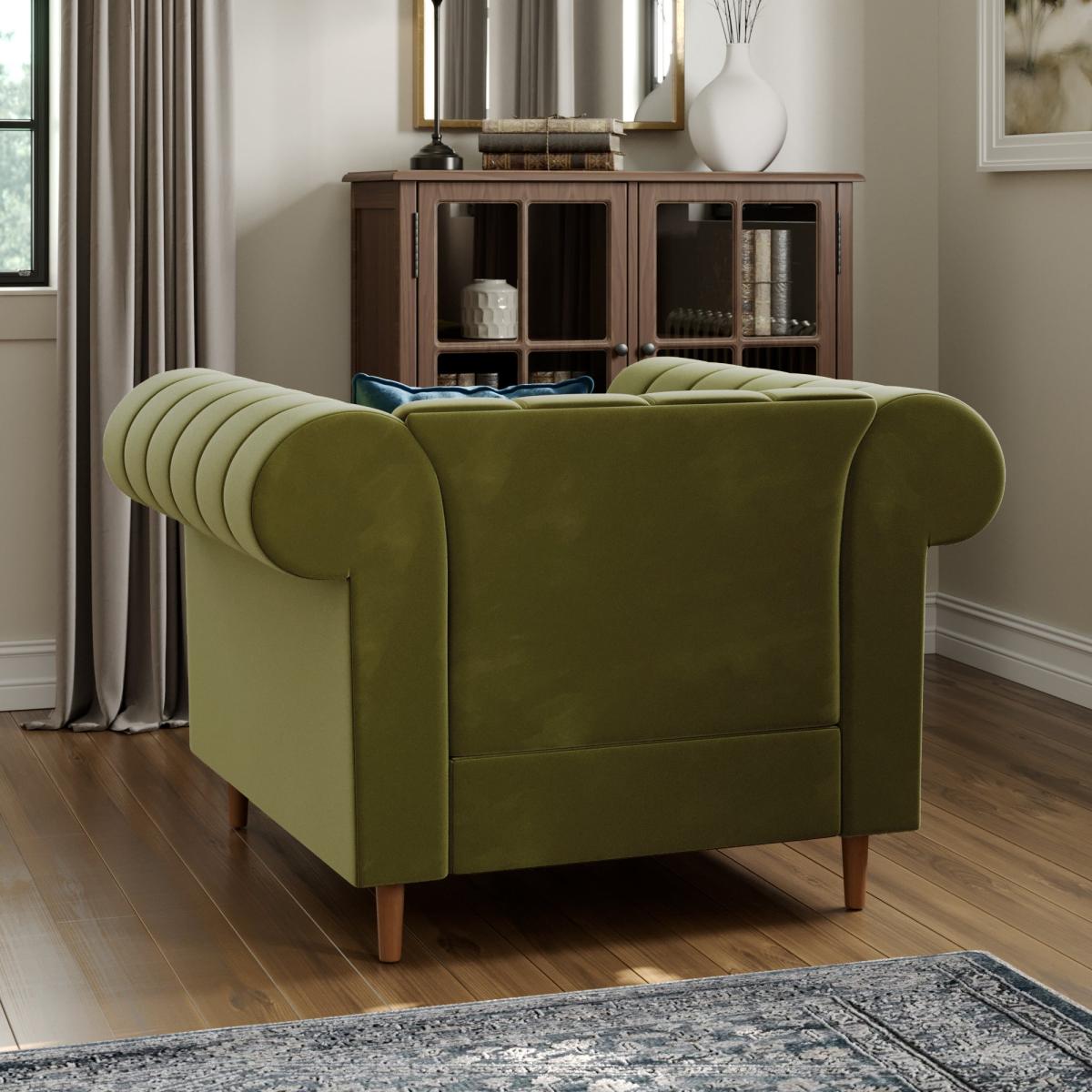Chesterfield Velvet Chair Olive – image 4