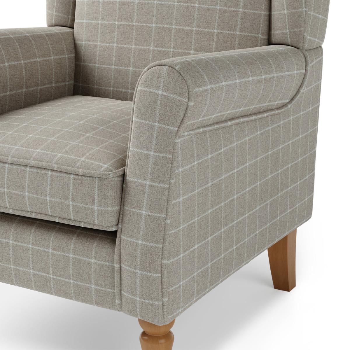 Oswald Self Assembly Window Pane Check Armchair Natural Natural – image 7