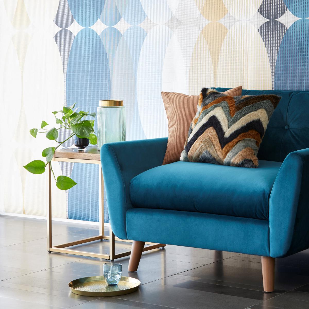 Halston Velvet Snuggle Chair Blue – image 8