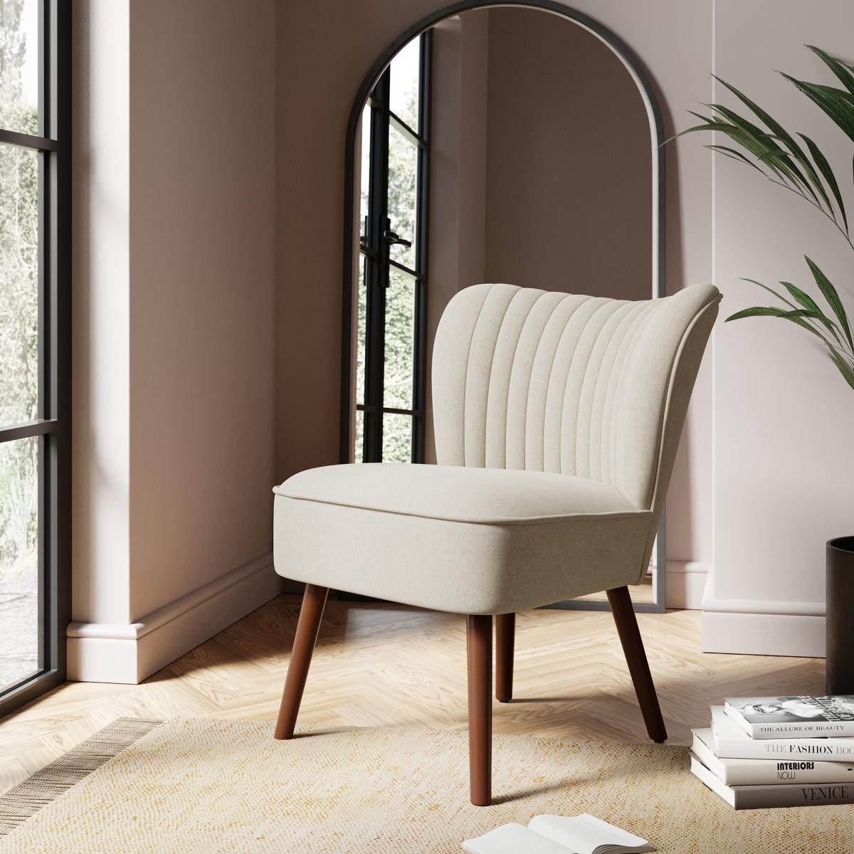 Camille Faux Linen Cocktail Chair Camille Natural – image 2