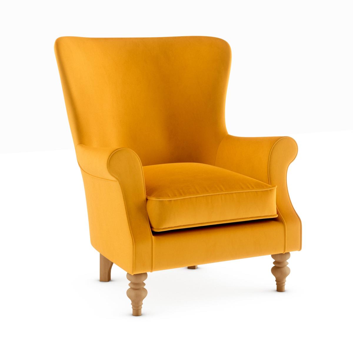 Charlbury Luxury Velvet Armchair Luxury Velvet Old Gold – image 2