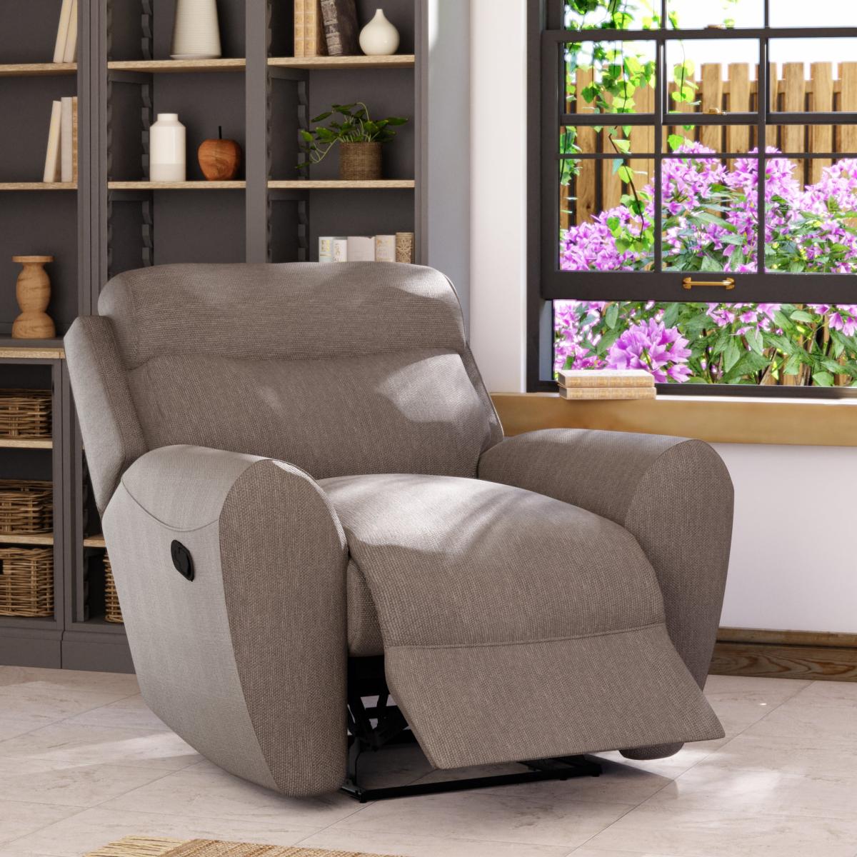 Wareham Manual Recliner Armchair Honeycomb Chenille Latte – image 2