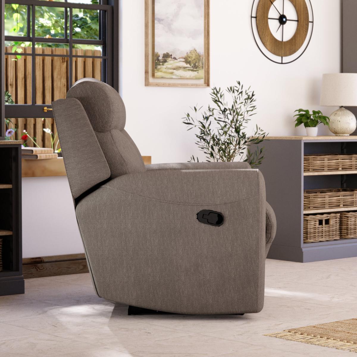 Wareham Manual Recliner Armchair Honeycomb Chenille Latte – image 4