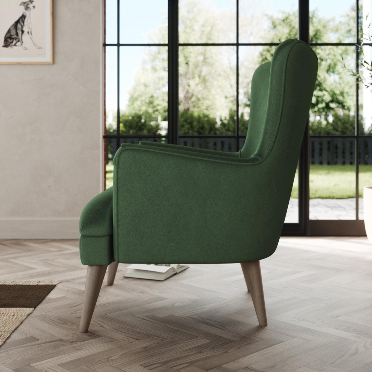 Marlow Wing Chair Cosy Velvet Bottle Green – image 3