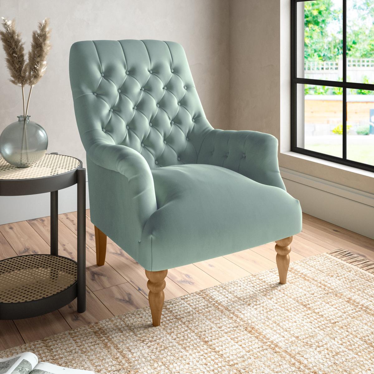Bibury Luxury Velvet Armchair Luxury Velvet Lilypad – image 1