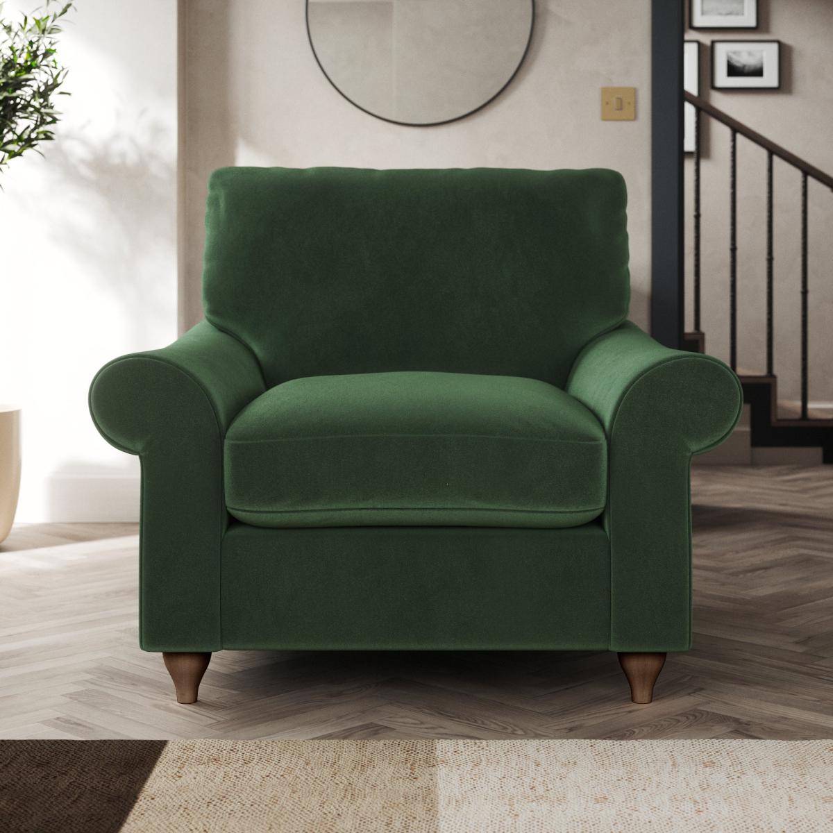 Salisbury Armchair Cosy Velvet Bottle Green – image 1
