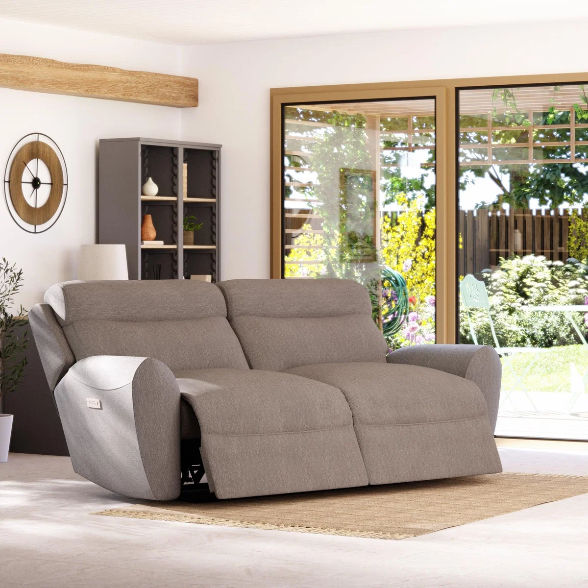 Wareham 3 Seater Power Recliner Sofa Honeycomb Chenille Latte – image 2