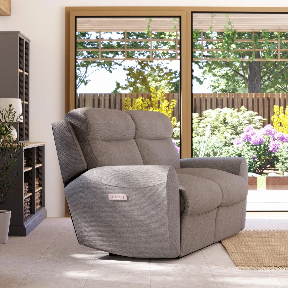 Wareham 3 Seater Power Recliner Sofa Honeycomb Chenille Latte – image 4