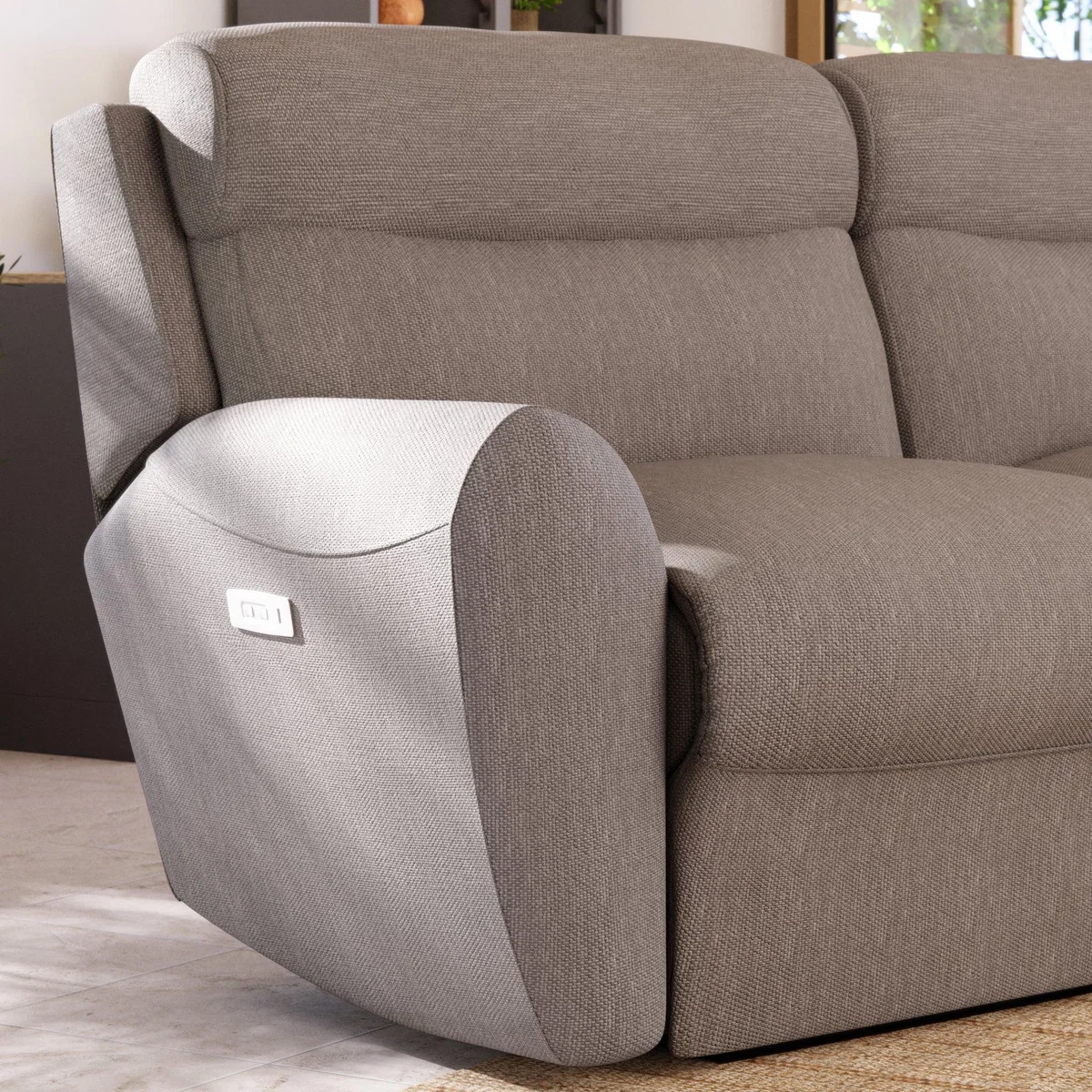 Wareham 3 Seater Power Recliner Sofa Honeycomb Chenille Latte – image 6