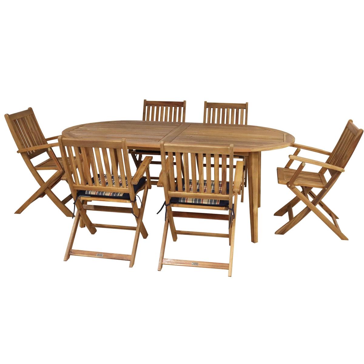 Ellipse 6 Seater Dining Set with Folding Armchairs Natural – image 2