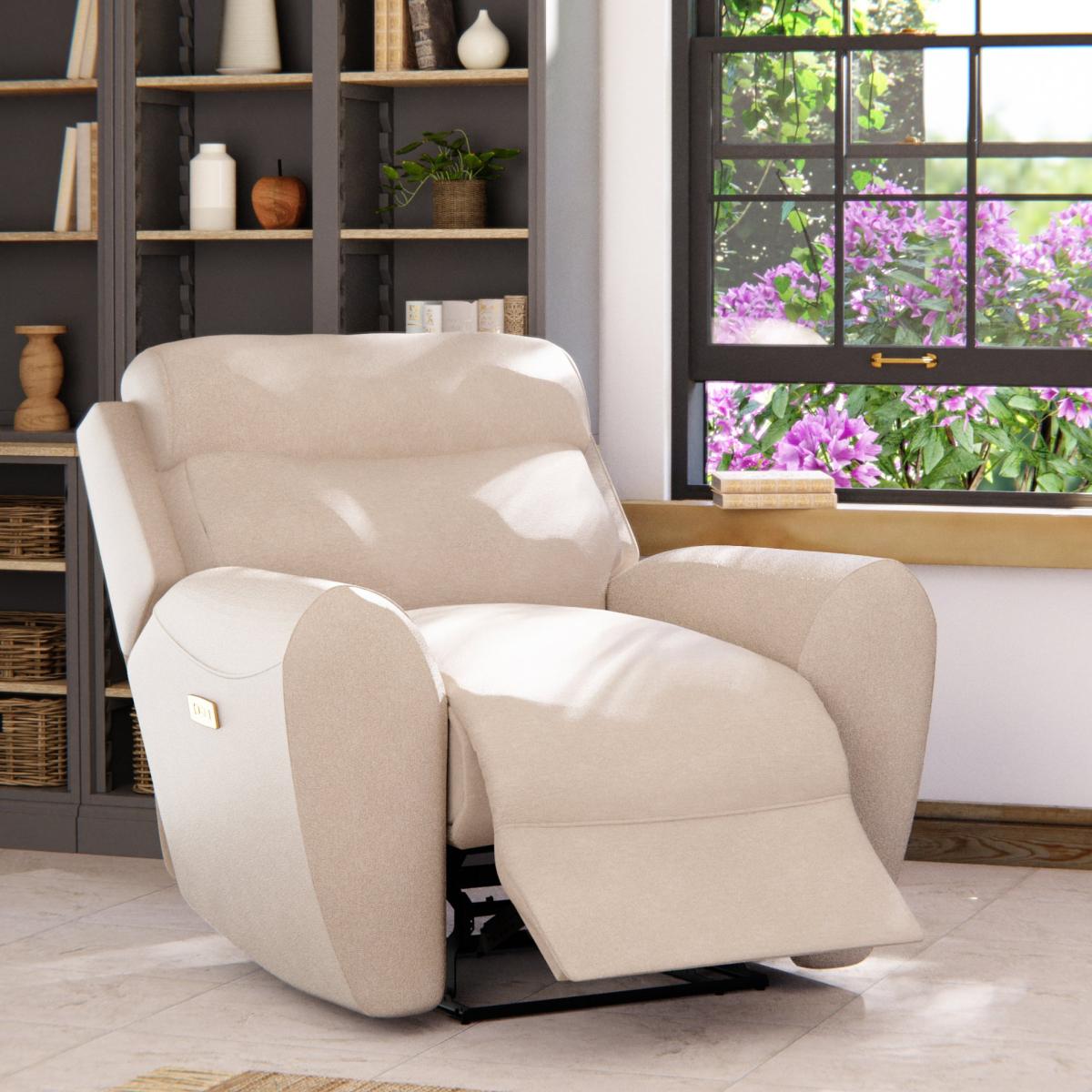 Wareham Power Recliner Armchair Chenille Sand – image 2