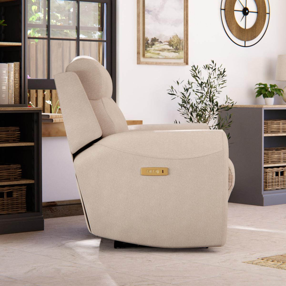 Wareham Power Recliner Armchair Chenille Sand – image 4
