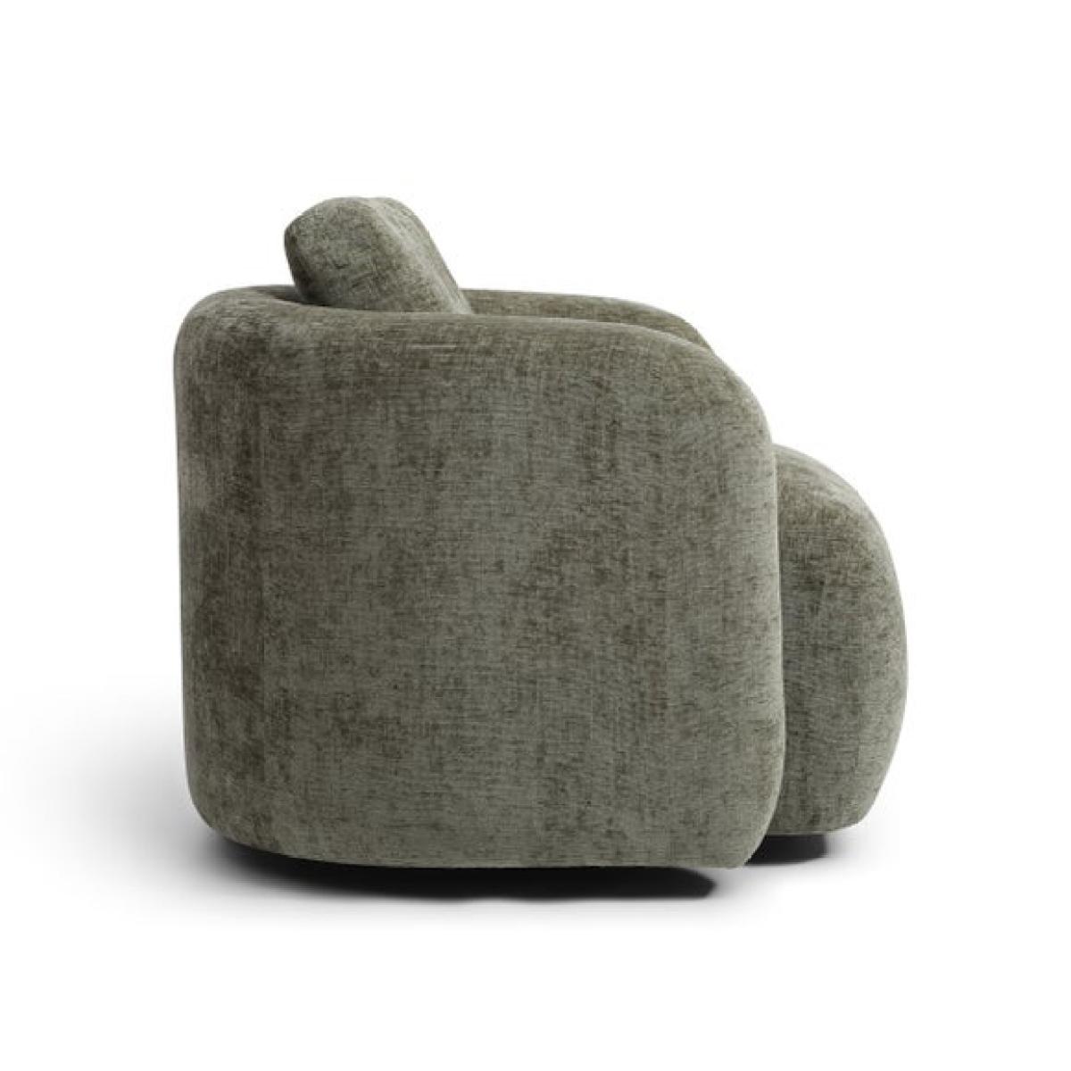 Return - Max Olive Distressed Chenille Curved Swivel Accent Chair – image 8