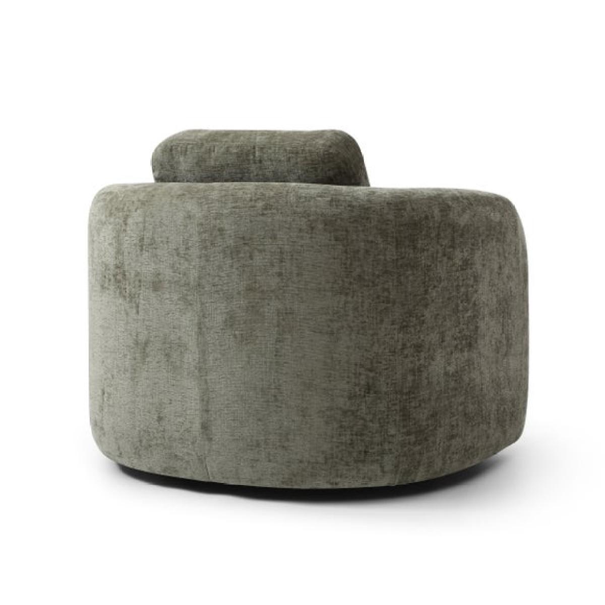 Return - Max Olive Distressed Chenille Curved Swivel Accent Chair – image 9