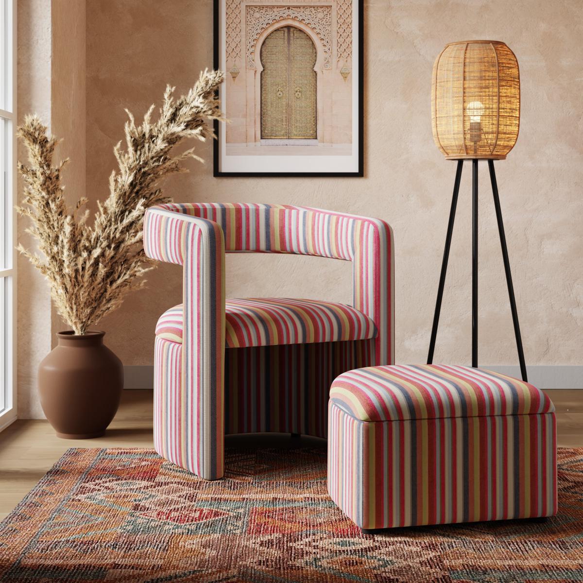 Tallie Stripe Occasional Chair, Woven MultiColoured – image 1