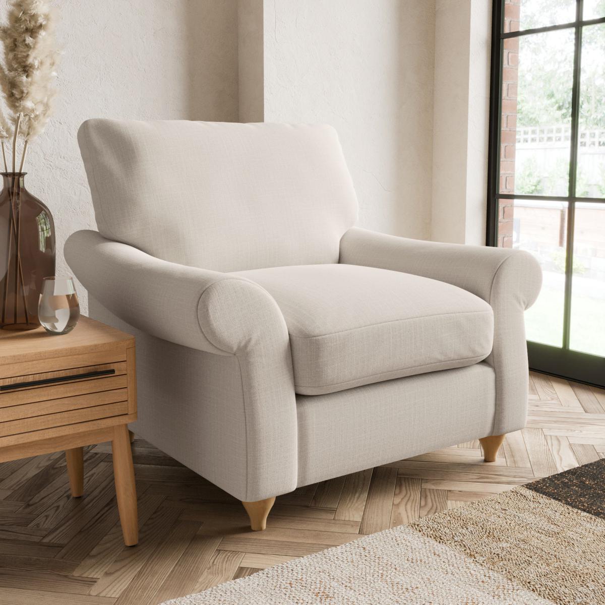 Salisbury Slub Cotton Blend Armchair Slub Cotton Sandstone – image 1