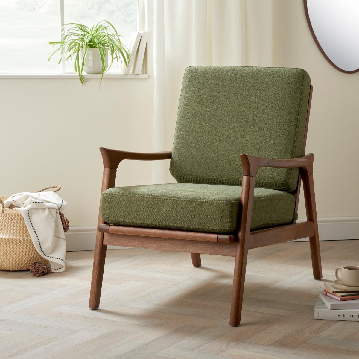 Elements Maddox Woolly Herringbone Chair Olive – image 1