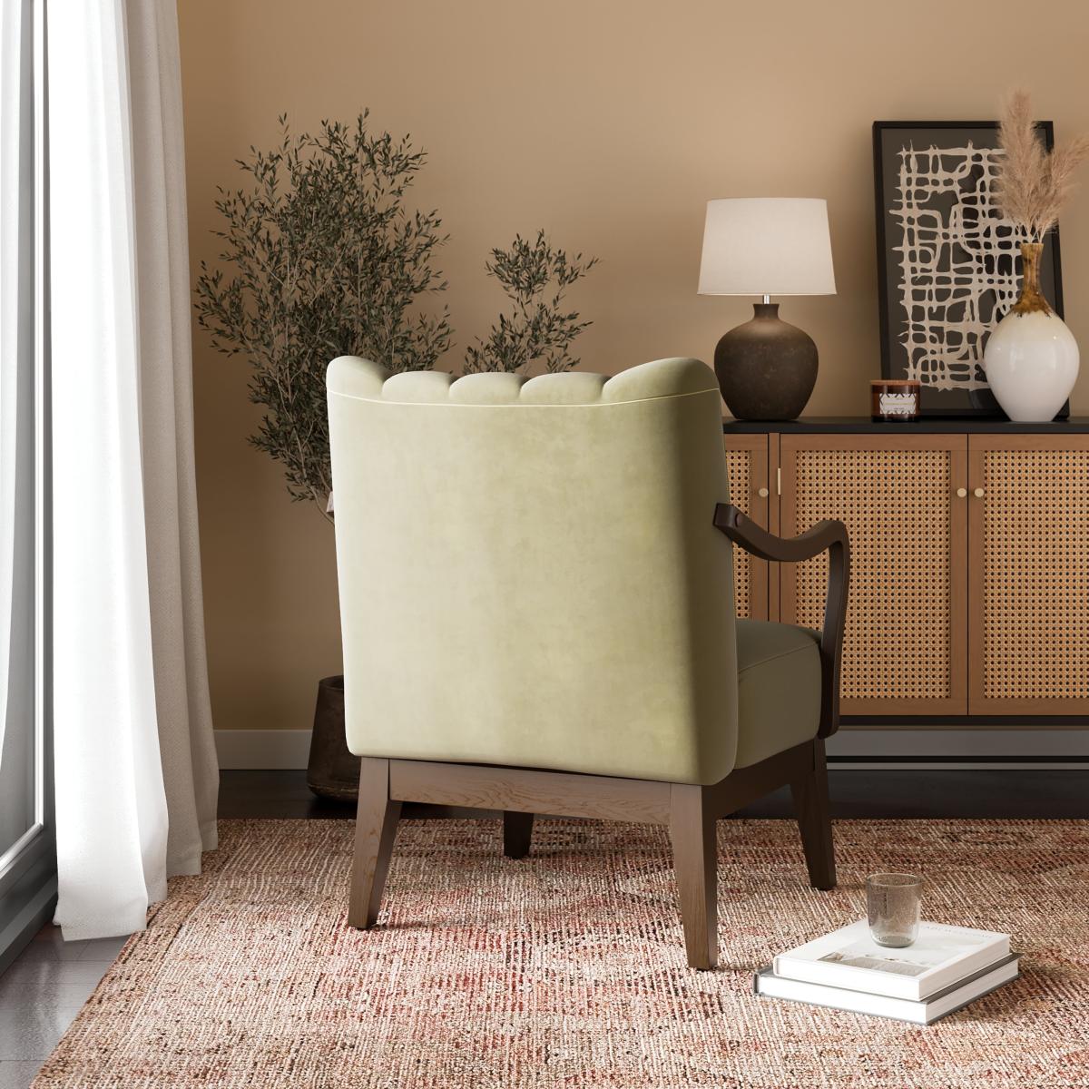 Delilah Scallop Armchair, Velvet Olive – image 2