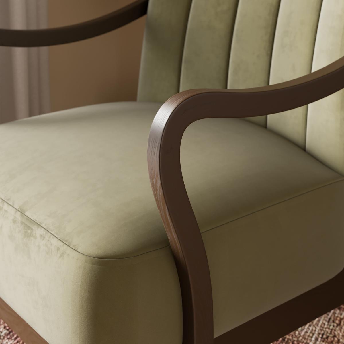 Delilah Scallop Armchair, Velvet Olive – image 3