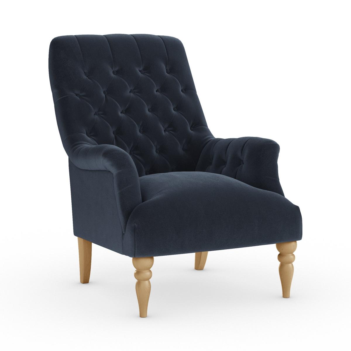 Bibury Buttoned Back Chair Cosy Velvet Navy – image 2