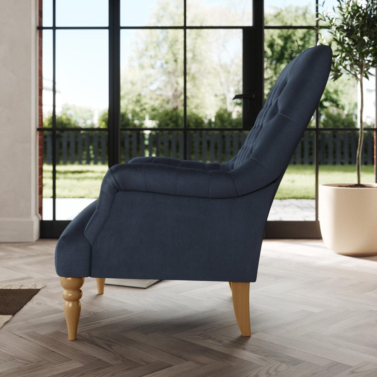 Bibury Buttoned Back Chair Cosy Velvet Navy – image 3