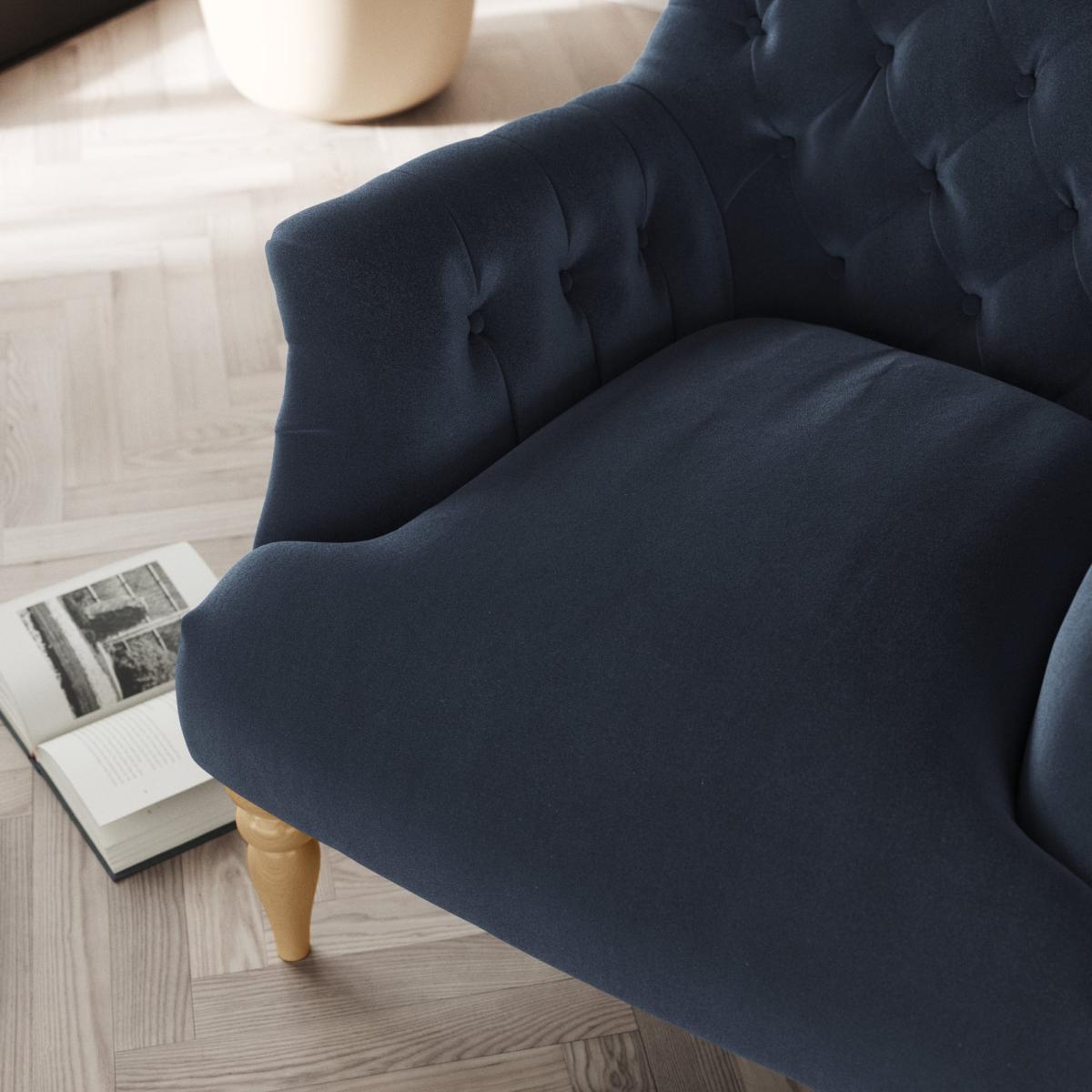 Bibury Buttoned Back Chair Cosy Velvet Navy – image 5