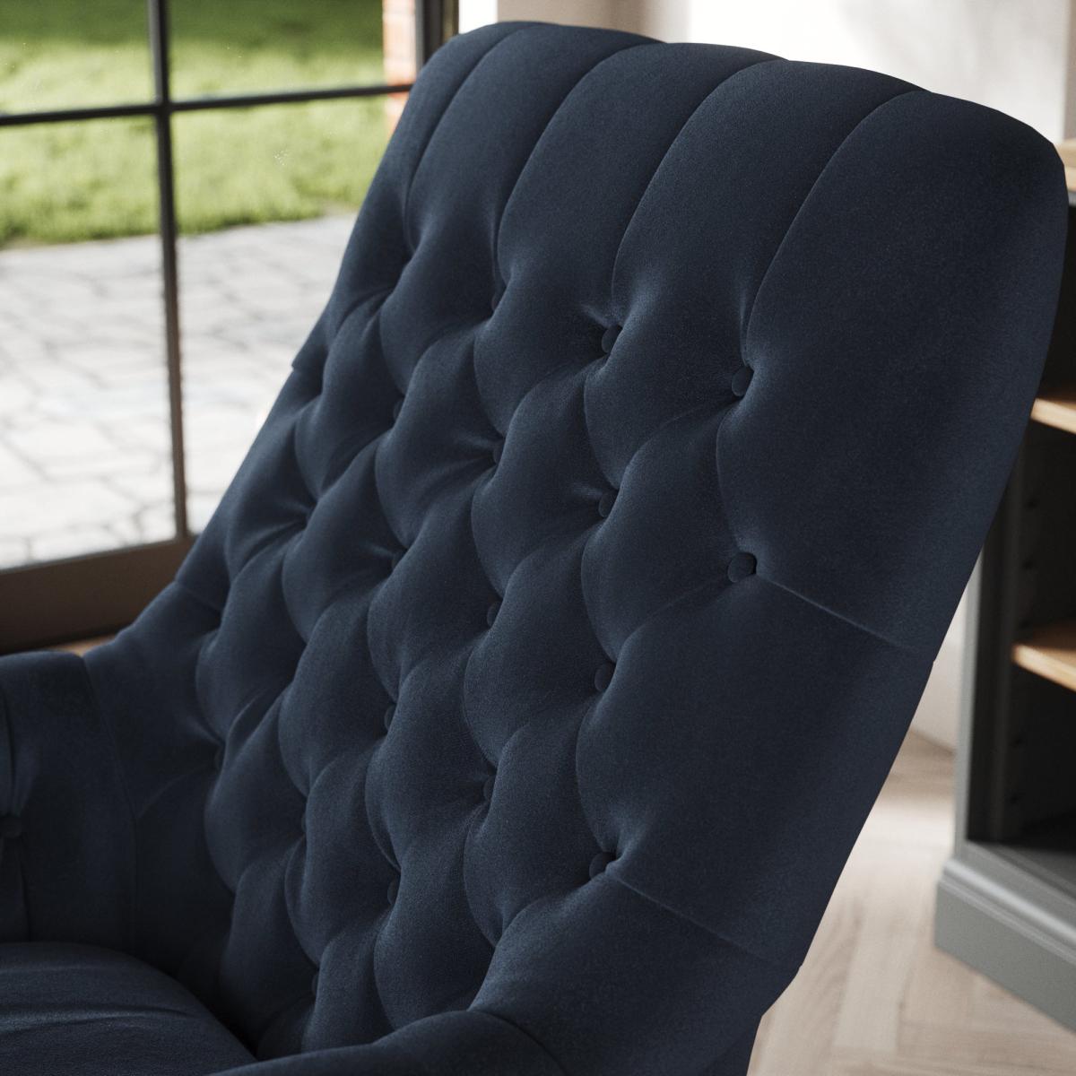 Bibury Buttoned Back Chair Cosy Velvet Navy – image 6