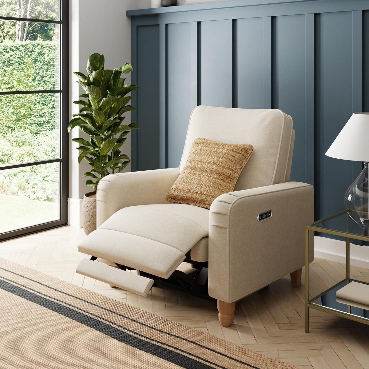 Beatrice Natural Luna Fabric Power Recliner Armchair Natural – image 2