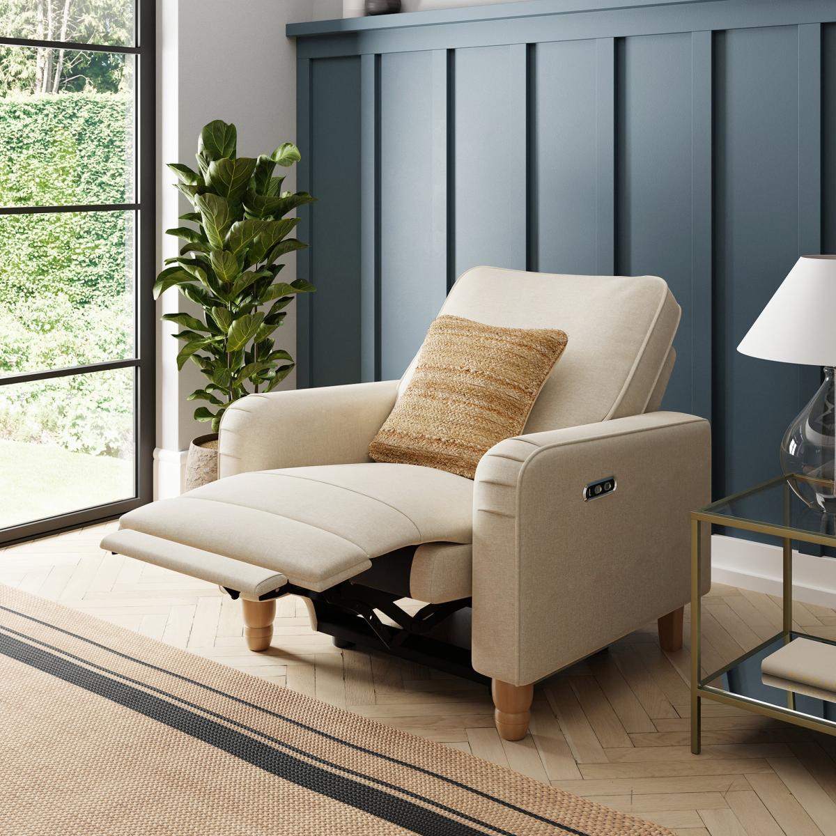 Beatrice Natural Luna Fabric Power Recliner Armchair Natural – image 3