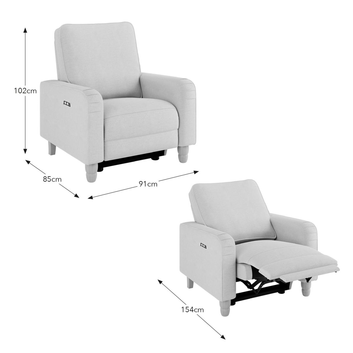 Beatrice Natural Luna Fabric Power Recliner Armchair Natural – image 10