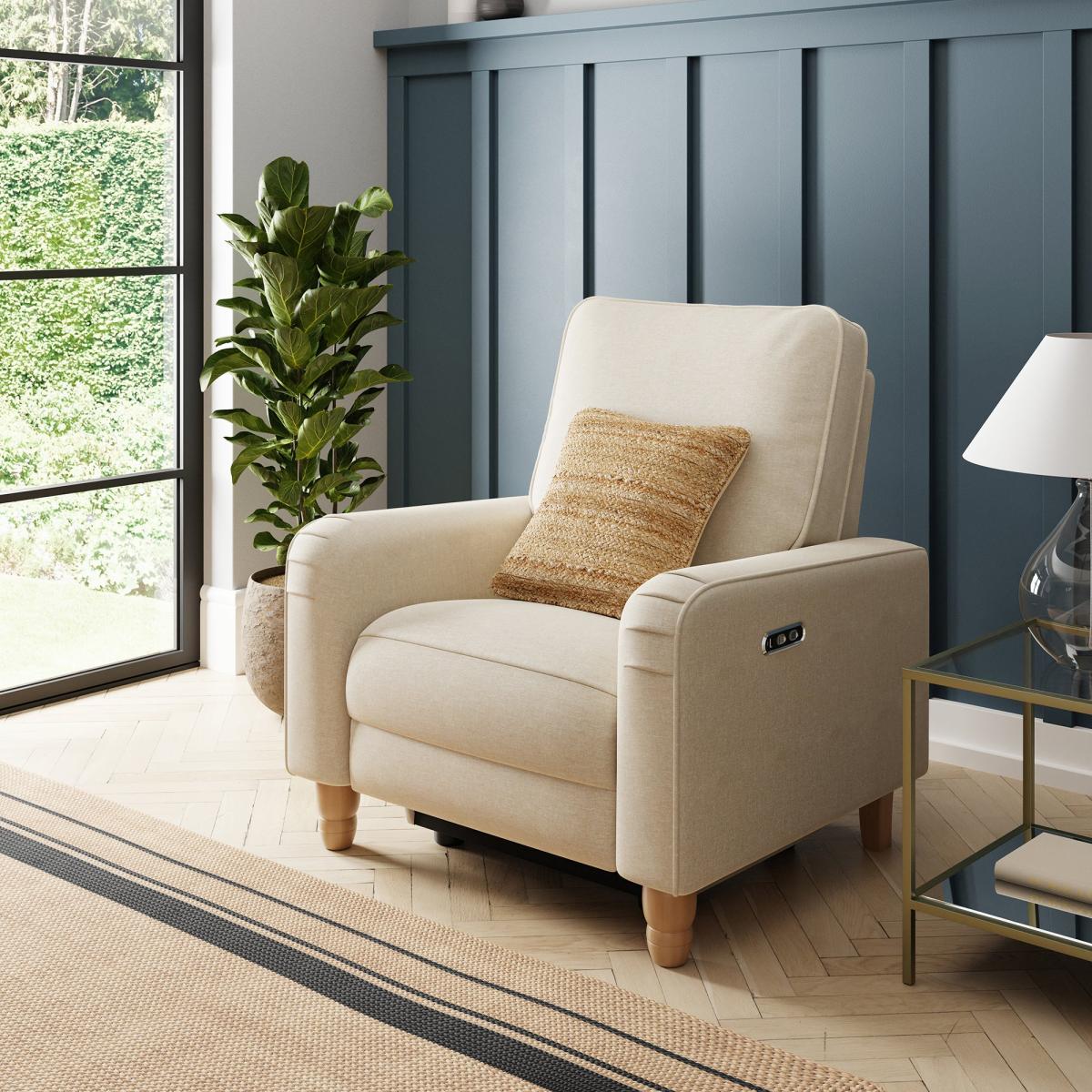 Beatrice Natural Luna Fabric Power Recliner Armchair Natural – image 1