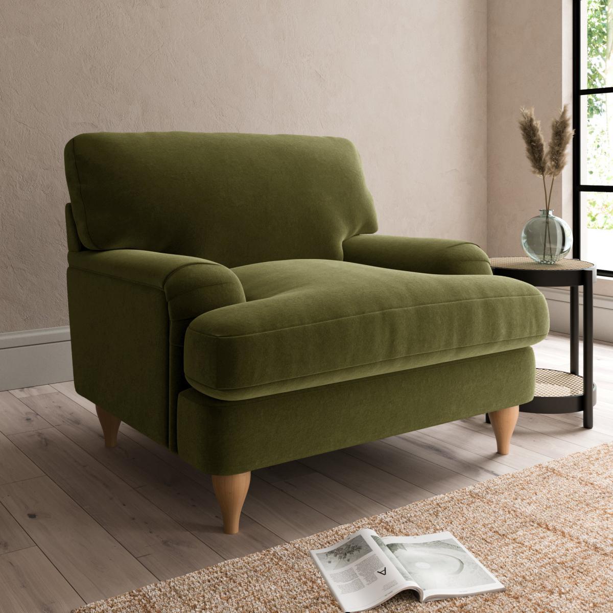 Darwin Luxury Velvet Armchair Luxury Velvet Olive – image 1