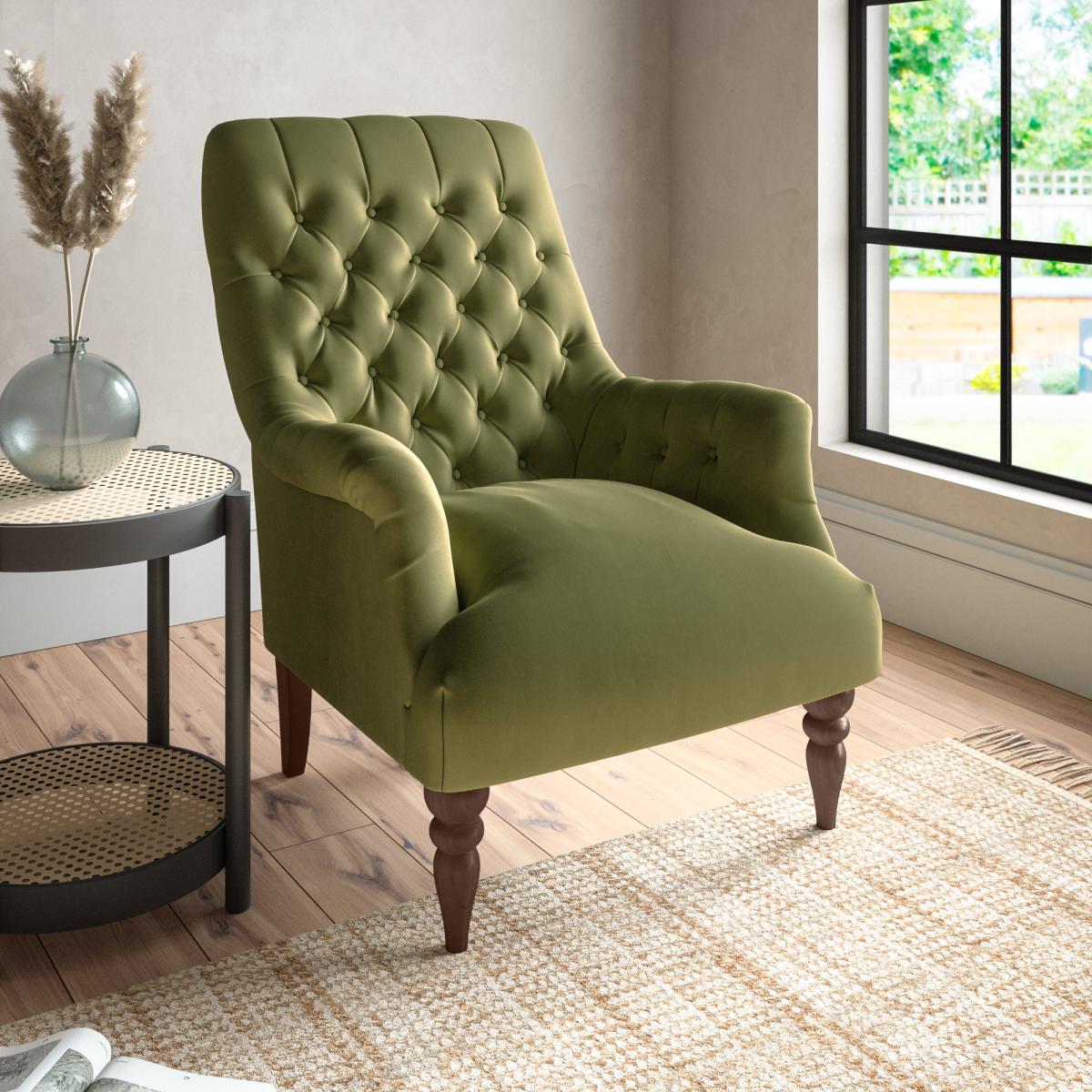 Bibury Luxury Velvet Armchair Luxury Velvet Olive – image 1