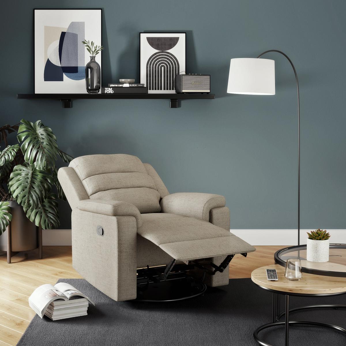 Taylor Chunky Chenille Manual Recliner Armchair, Dark Natural Natural – image 2
